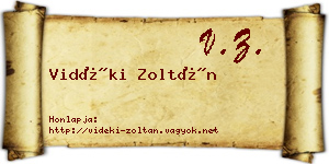 Vidéki Zoltán névjegykártya